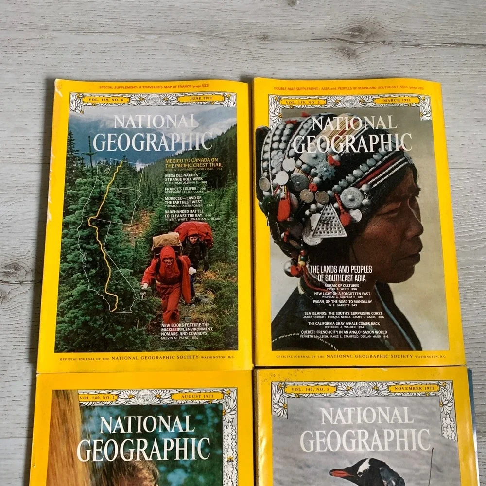 Vintage National Geographic Magazines 1971‎ Lot of 4 March June August November